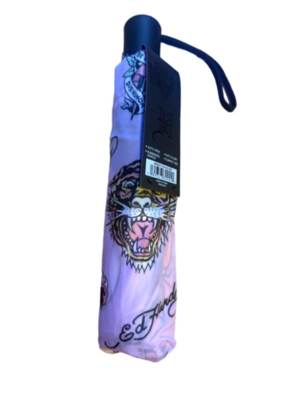 ED HARDY Tiger Tattoo Pink Auto Open Close Compact Umbrella
